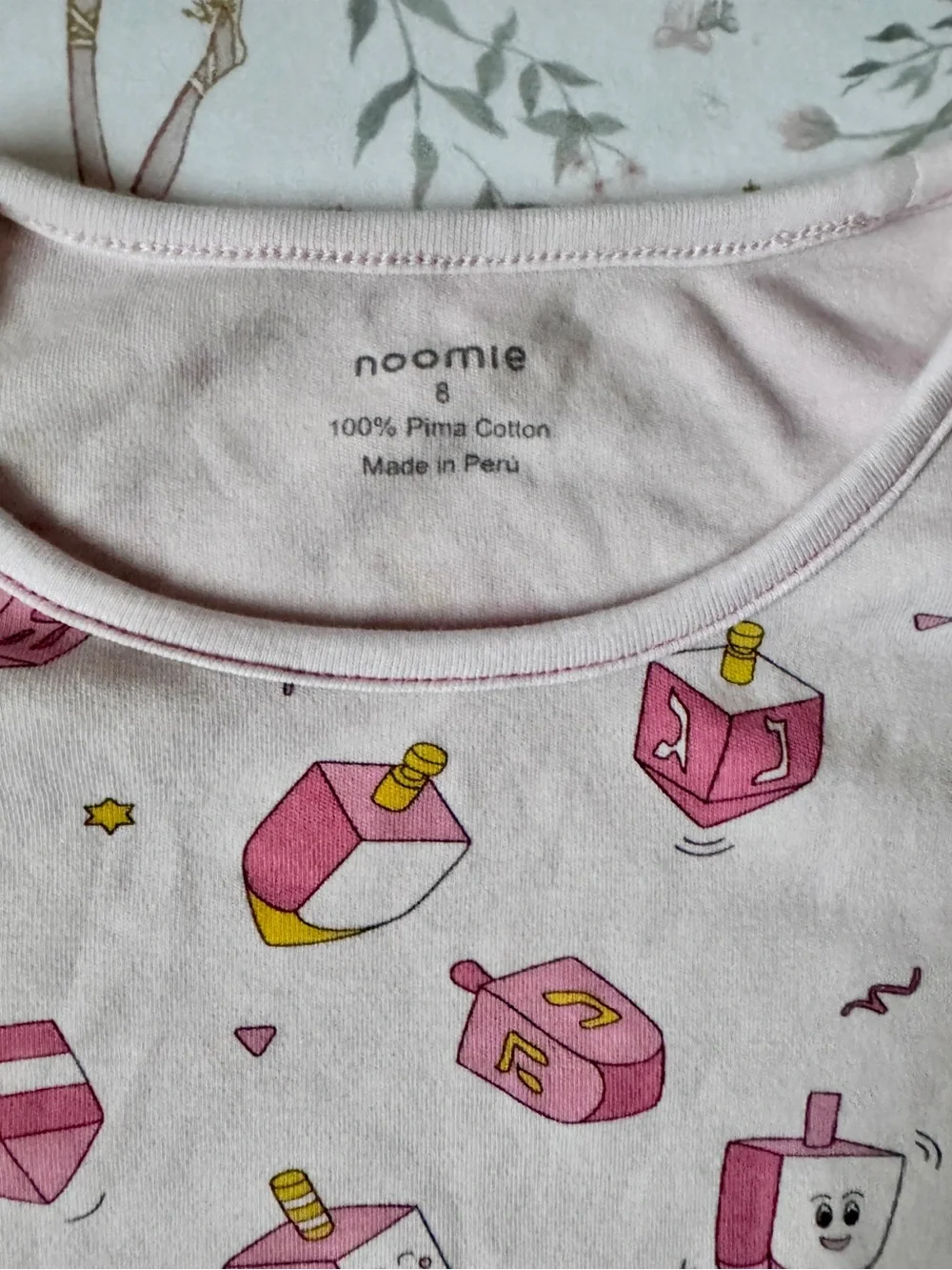 Noomie Girls 8 Hanukkah Dreidel Nightgown 100% Pima Cotton Pink Sleep Dress